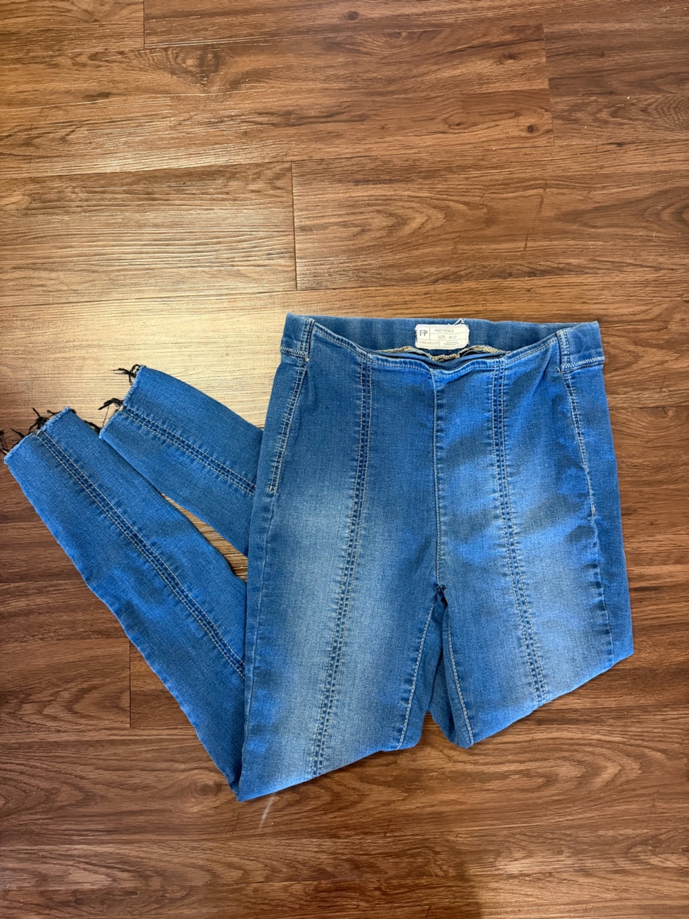 Free People Medium Blue High-Rise Skinny Jeans